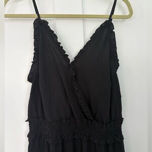 Elegant Black Ruffled Women's Jumpsuit